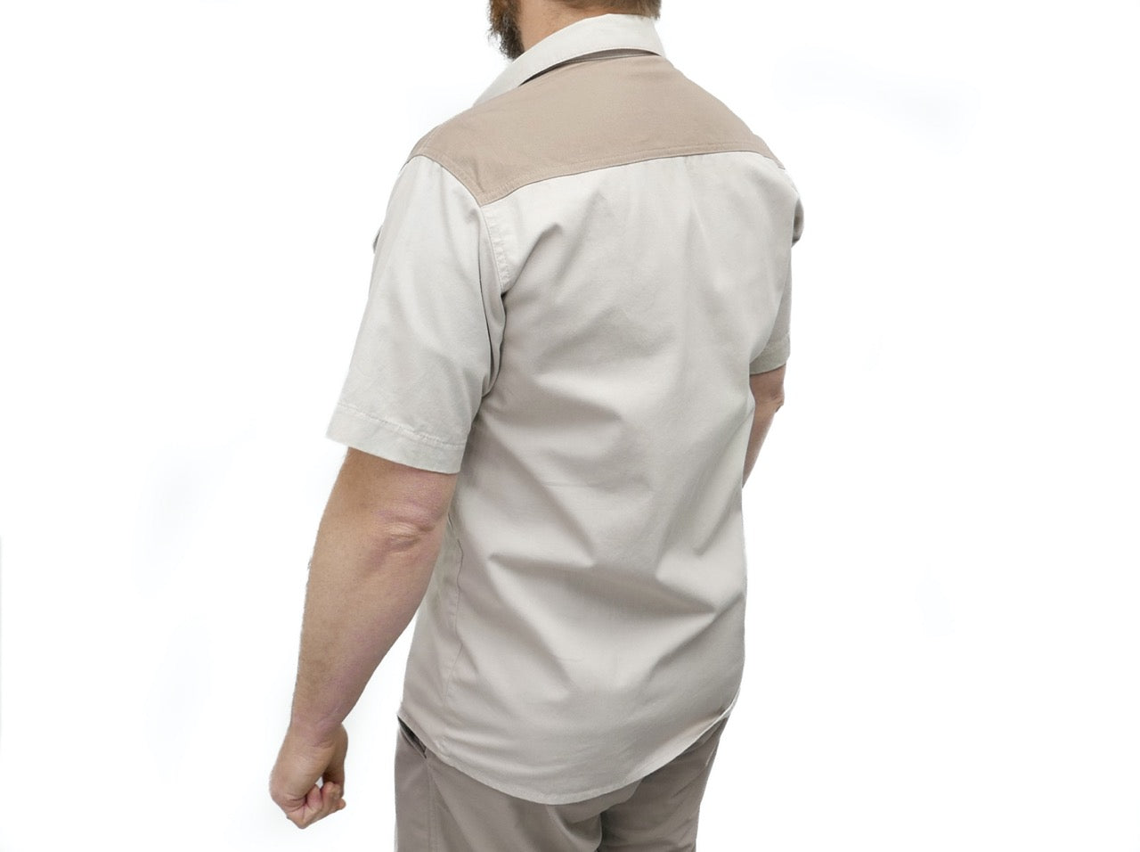 Dirt Road™ - Men’s Short Sleeve Shirt / Button with Renedian Logo (Beige/Brown)