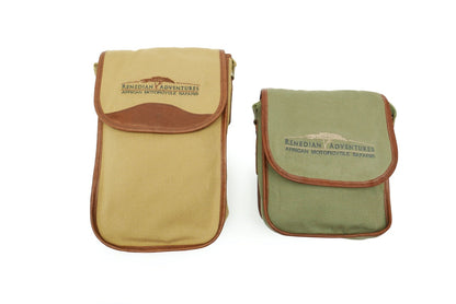 Dirt Road™ Shoulder Bag - Beige Canvas & Leather with Renedian Logo - 12”x 8”x 3”