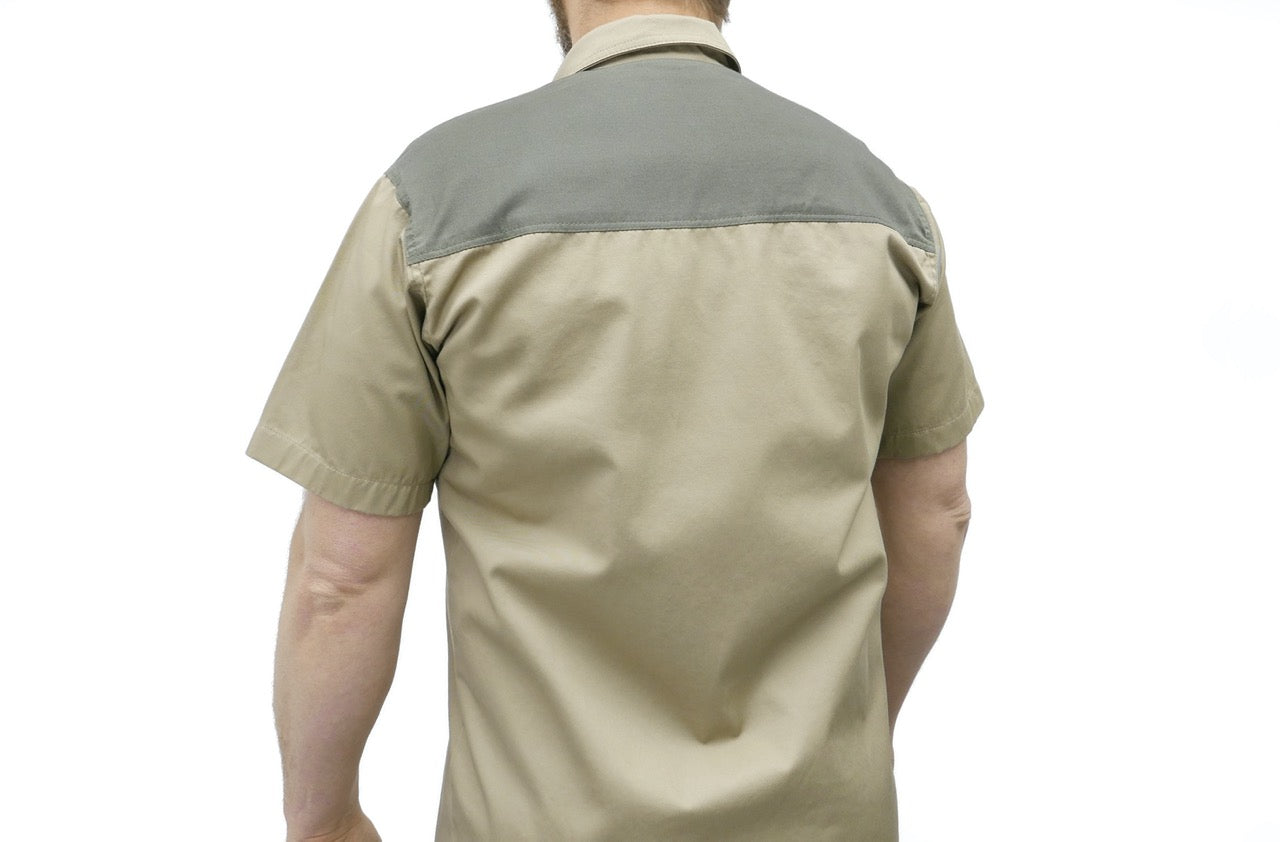 Dirt Road™ - Men’s Short Sleeve Shirt / Button with Renedian Logo (Beige/Olive)